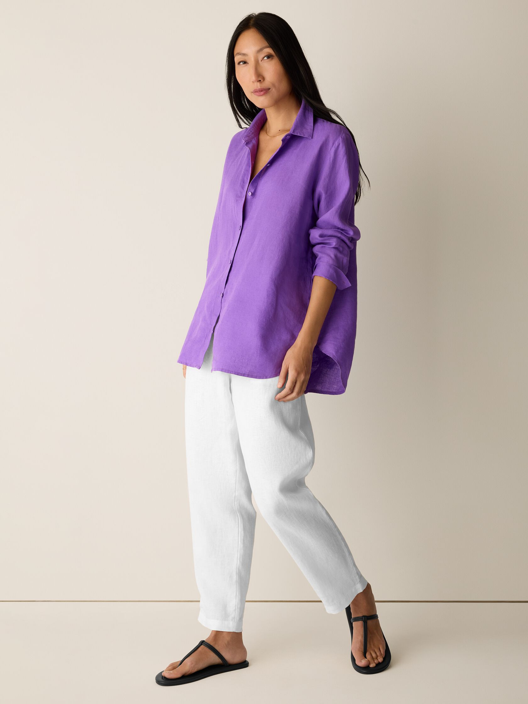 Organic Handkerchief Linen Classic Collar Shirt | Eileen Fisher