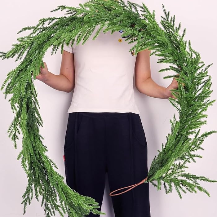 6 Ft Christmas Norfolk Pine Garland Real Touch Artificial Faux Greenery Christmas Garland Decorat... | Amazon (US)