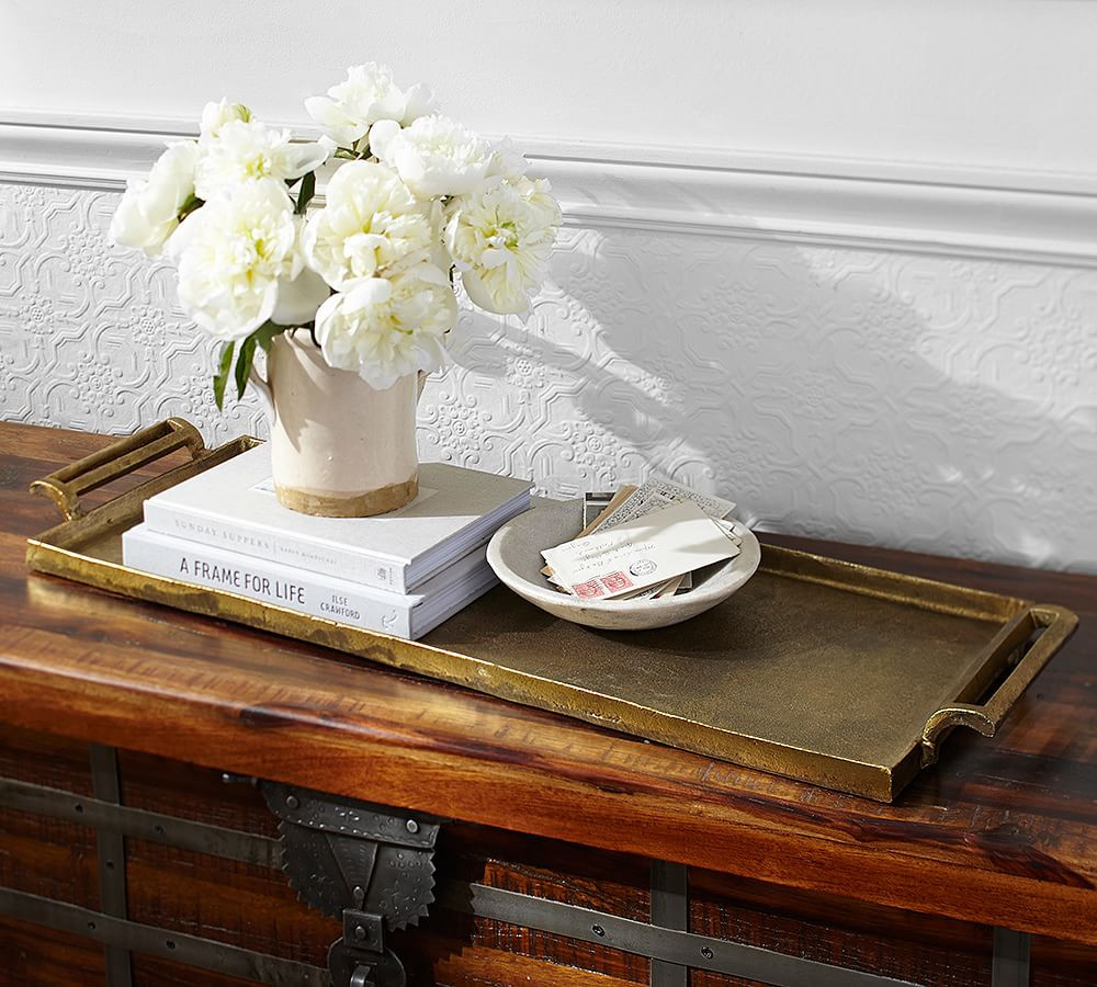 Antiqued Metal Decorative Trays | Pottery Barn (US)