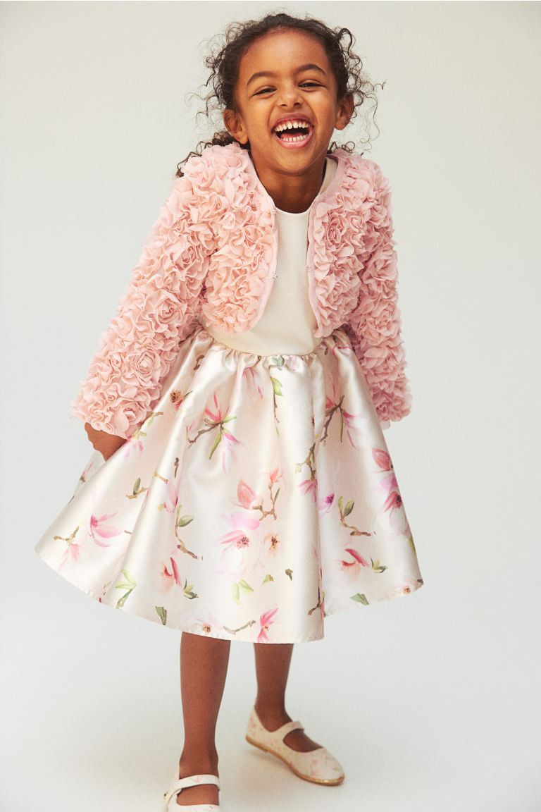 Bolero Covered with Chiffon Flowers - Dusty pink - Kids | H&M US | H&M (US + CA)