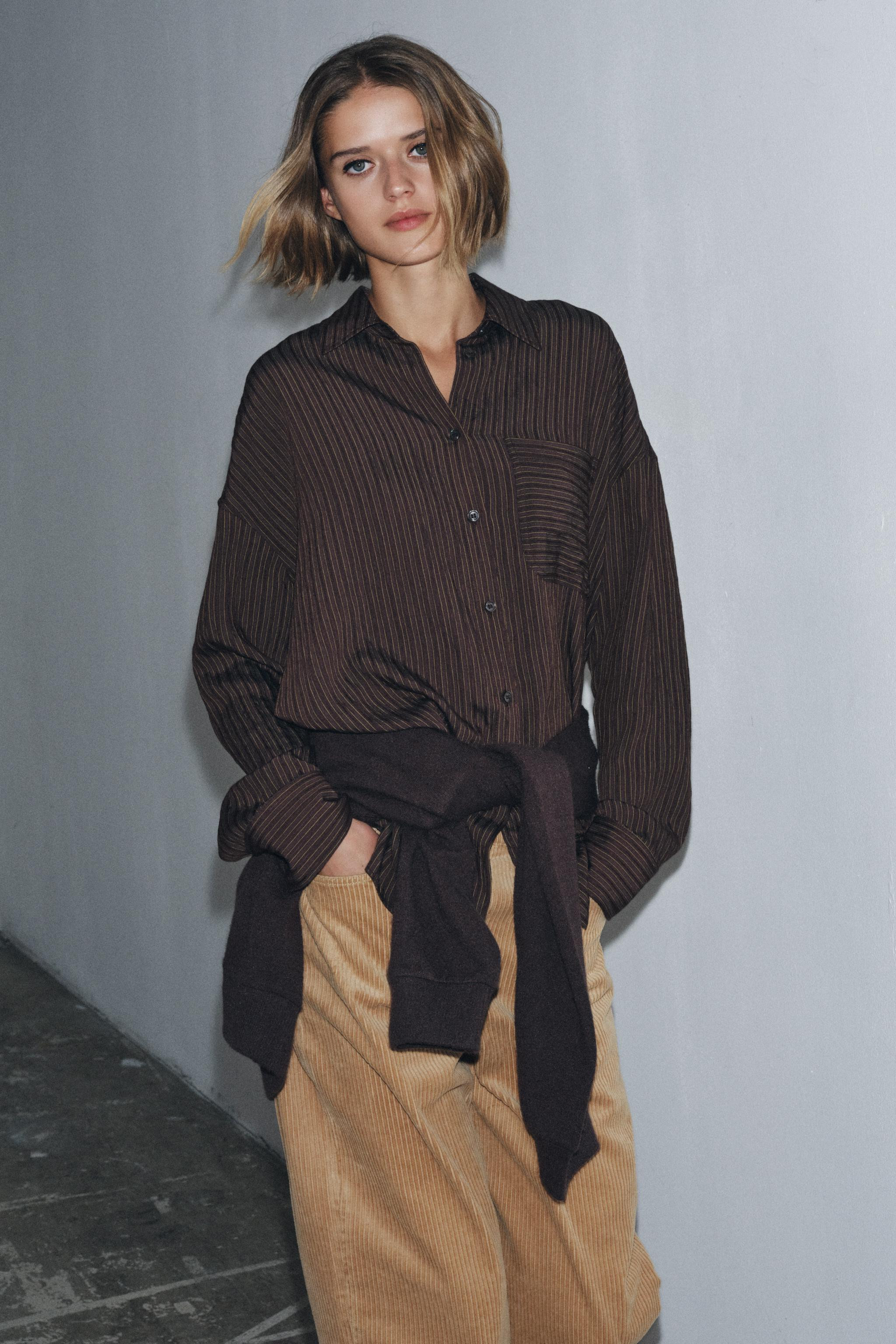 ZW COLLECTION STRIPED FLOWING SHIRT | Zara UK