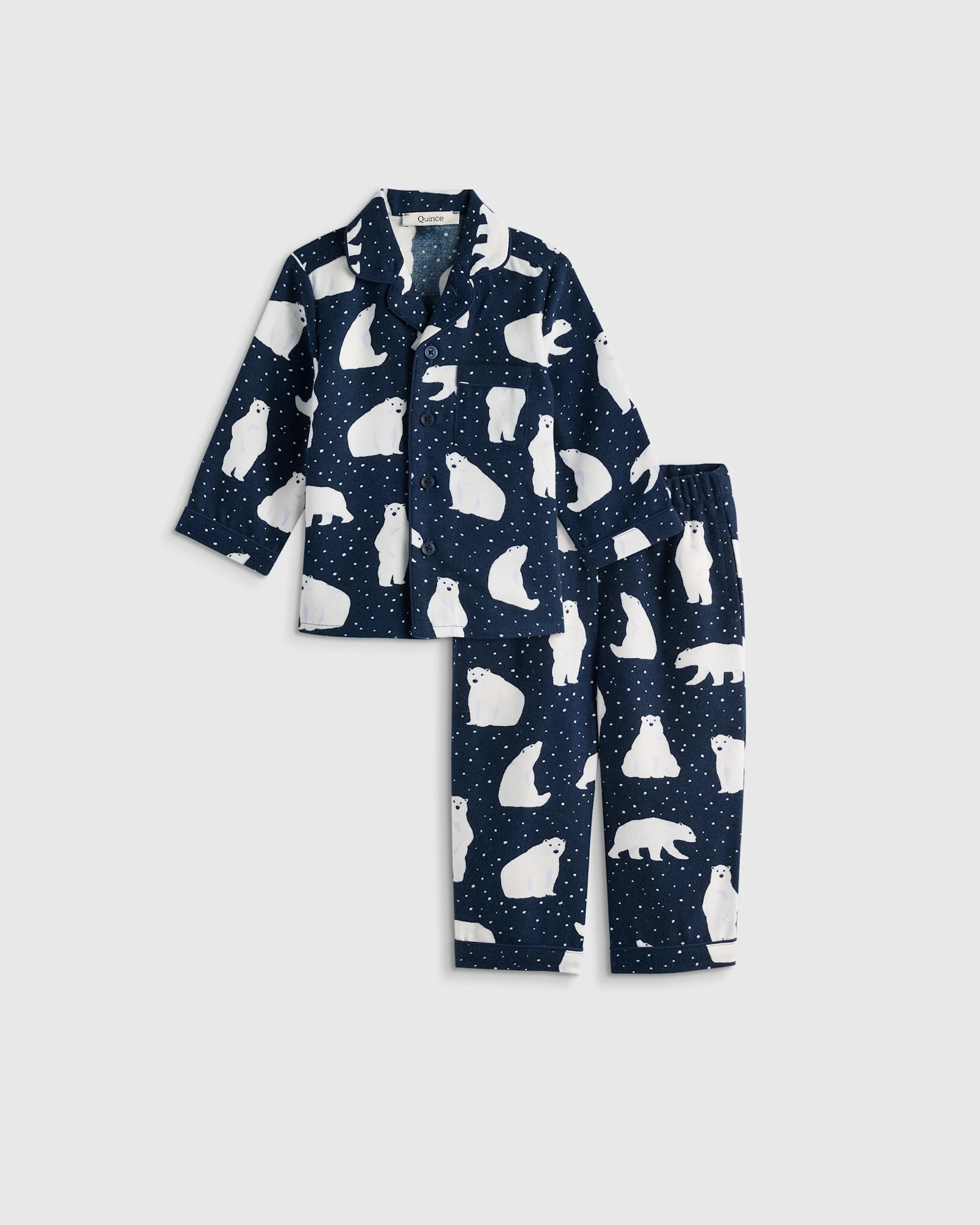 Quince | Holiday Flannel Pajama Set in Polar Bears, Size 12-18M, Recycled Polyester | Quince