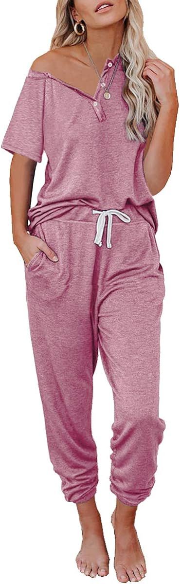 AUTOMET Lounge Sets for Women Loungewear Sets Womens Pajamas Sets with Jogger Sweatsuits 2 Piece ... | Amazon (US)