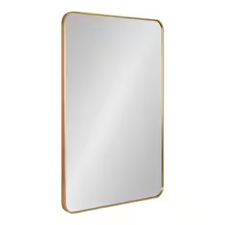 Kate and Laurel Zayda 23.58 in. W x 35.39 in. H Gold Rectangle Modern Framed Decorative Wall Mirr... | The Home Depot
