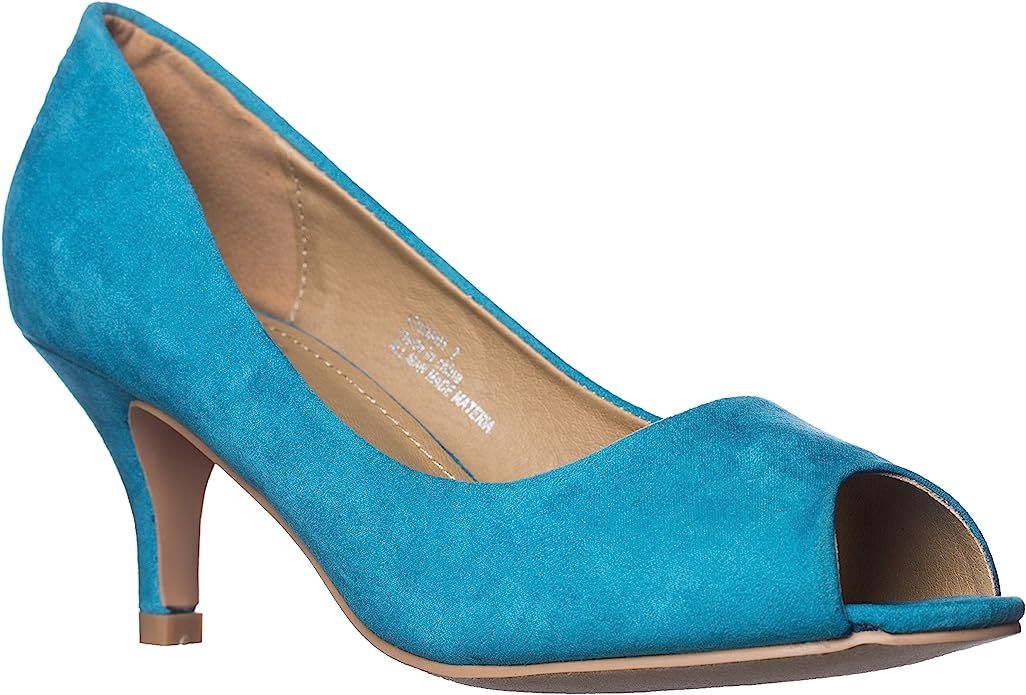 Riverberry Women's Lydia Open, Peep Toe Kitten Heel Pumps | Amazon (US)