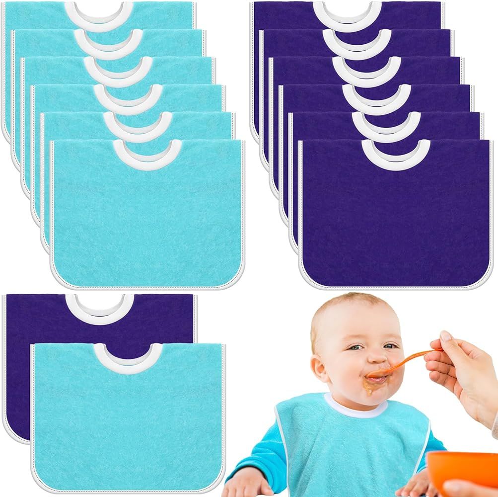 Bonuci 12 Pack Full Coverage Toddler Baby Bibs for Girls Boys Ultra Absorbent Pullover Slip on Co... | Amazon (US)