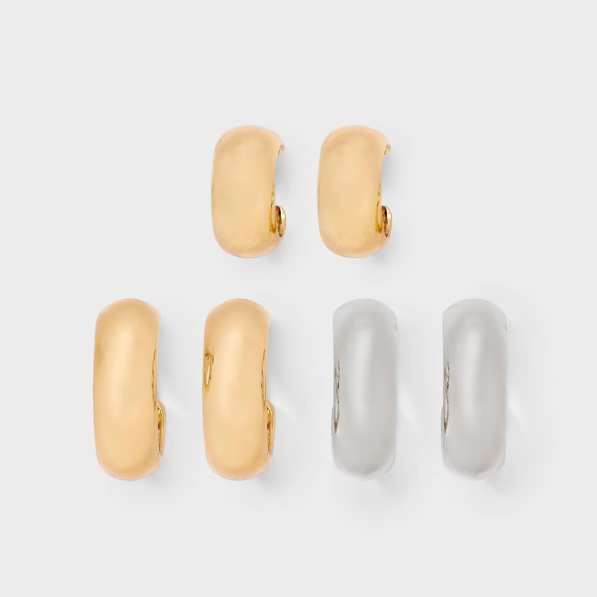 Rhodium Classic Hoop Earring Set 3pc - A New Day™ Gold | Target