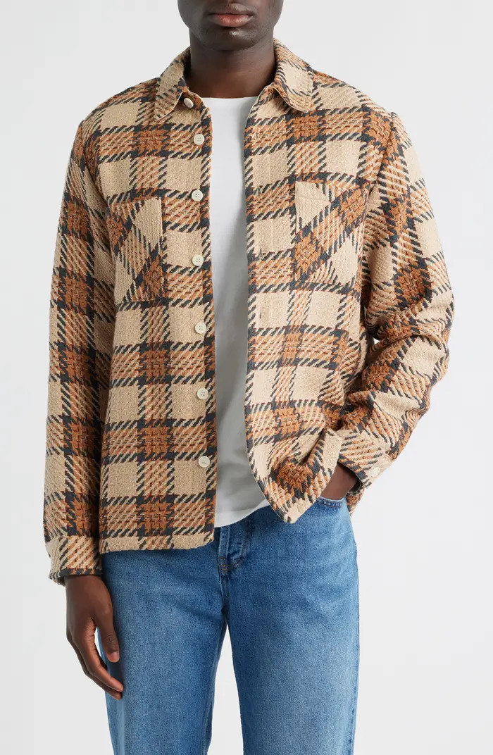 Whiting Check Cotton Blend Button-Up Shirt Jacket | Nordstrom