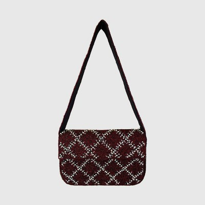 La Chic Designs Burgundy Rhinestone Beaded Shoulder Bag | Target