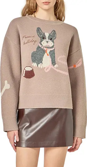 Embroidered French Bulldog Intarsia Sweater | Nordstrom