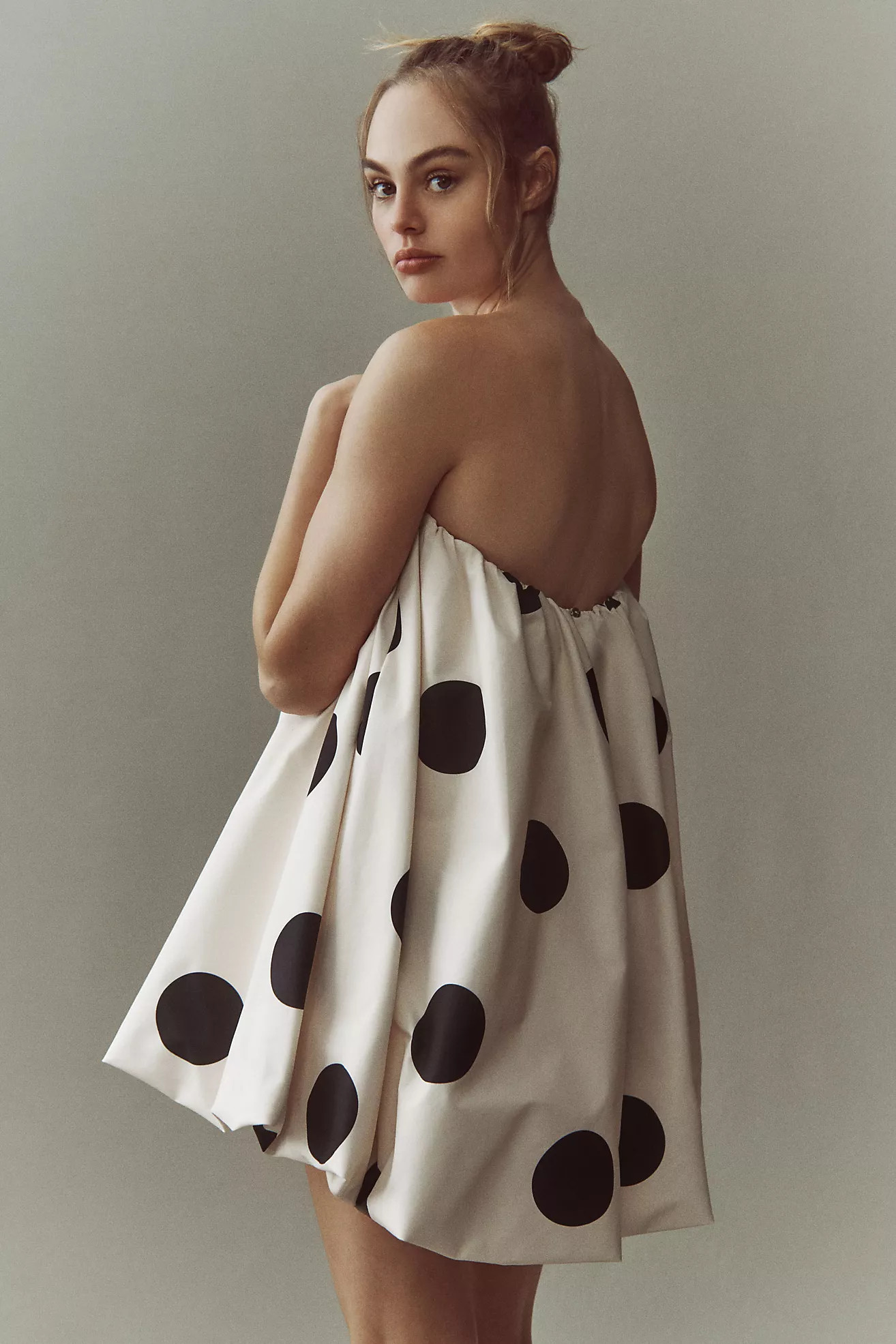 The Wolf Gang Gaia Strapless Polka Dot Bubble Mini Dress | Anthropologie (US)