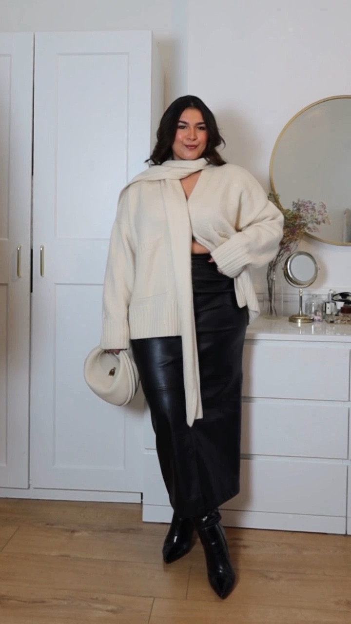 GRWM - scarf cardigan with leather skirt and boots 🤍

#LTKstyletip #LTKmidsize #LTKitbag