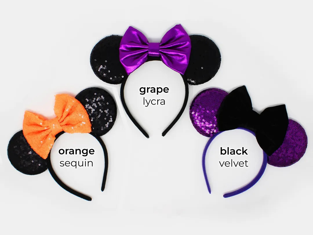 Halloween Mouse Ears Headband | Orange Sequin Mouse Ears | Mouse Headband Ears | Black Orange Pur... | Etsy (US)