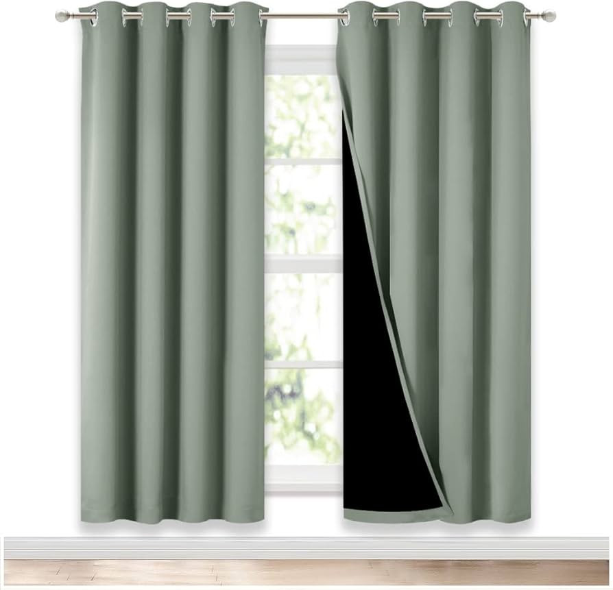 NICETOWN 100% Blackout Window Curtain Panels, Full Light Blocking Drapes with Black Liner for Nur... | Amazon (US)