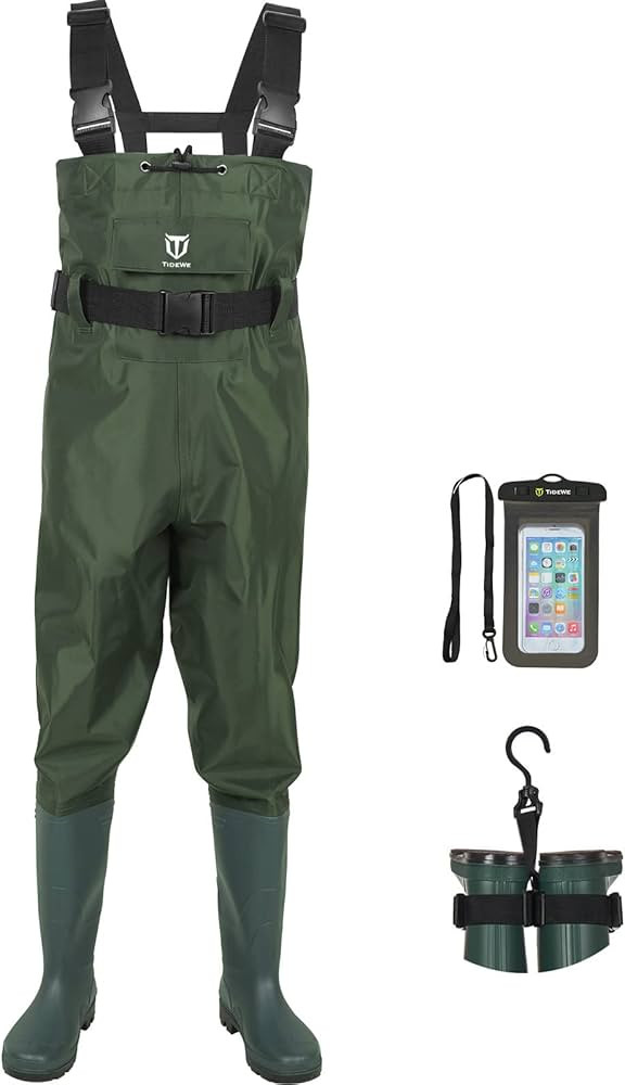 TIDEWE Bootfoot Chest Wader, 2-Ply Nylon/PVC Waterproof Fishing Hunting Waders with Boot Hanger f... | Amazon (US)