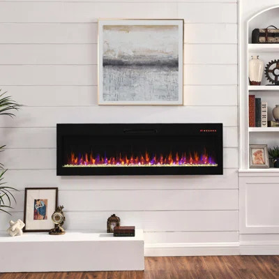 60 Inch Electric Fireplace, Recessed and Wall Mounted Fireplace | Wayfair North America