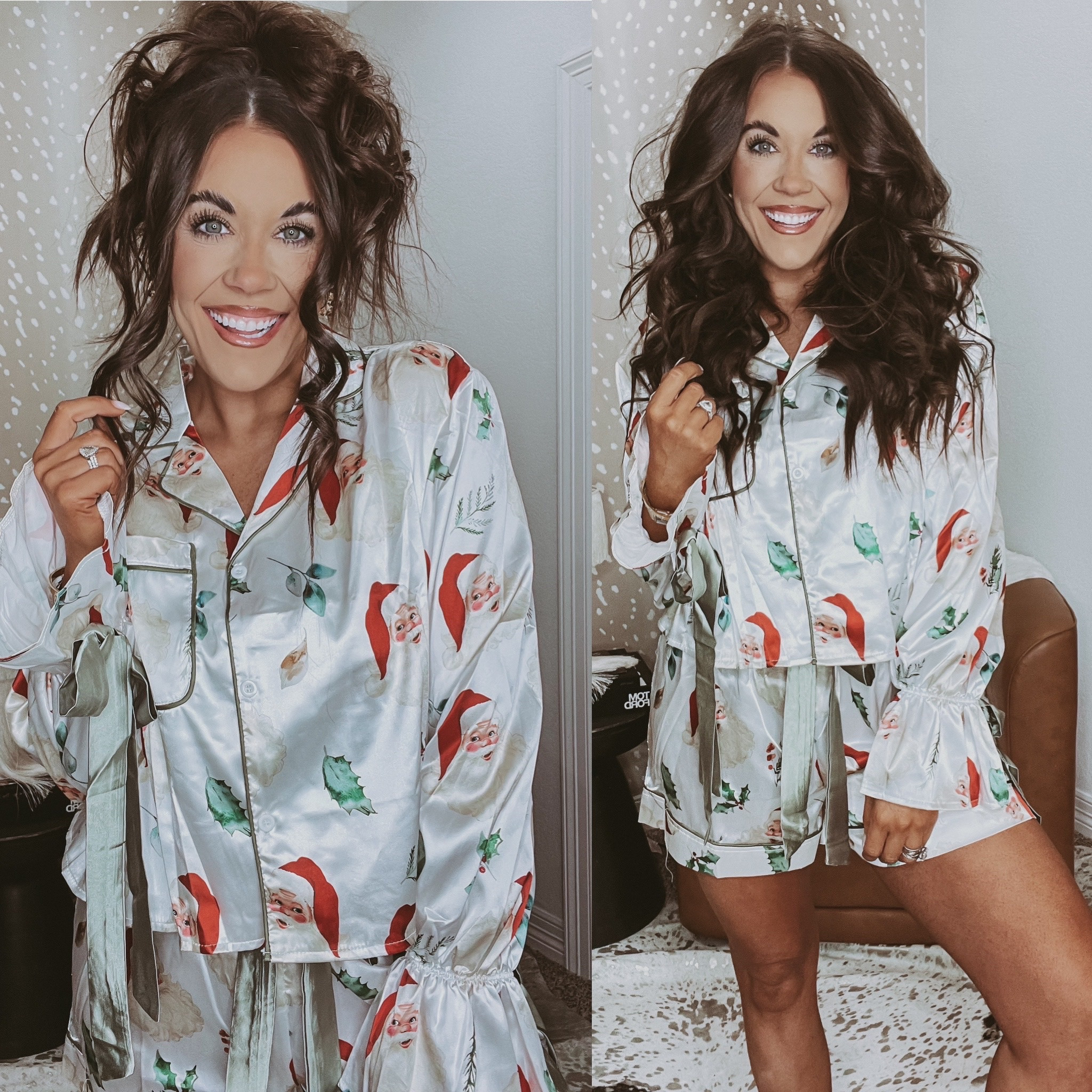 wearing a small in these Amazon Christmas Santa pjs with bows!!

#LTKFindsUnder50 #LTKStyleTip #LTKHoliday