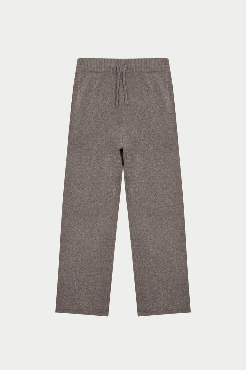 BOUCLE KNIT PANTS - BROWN | The Couture Club
