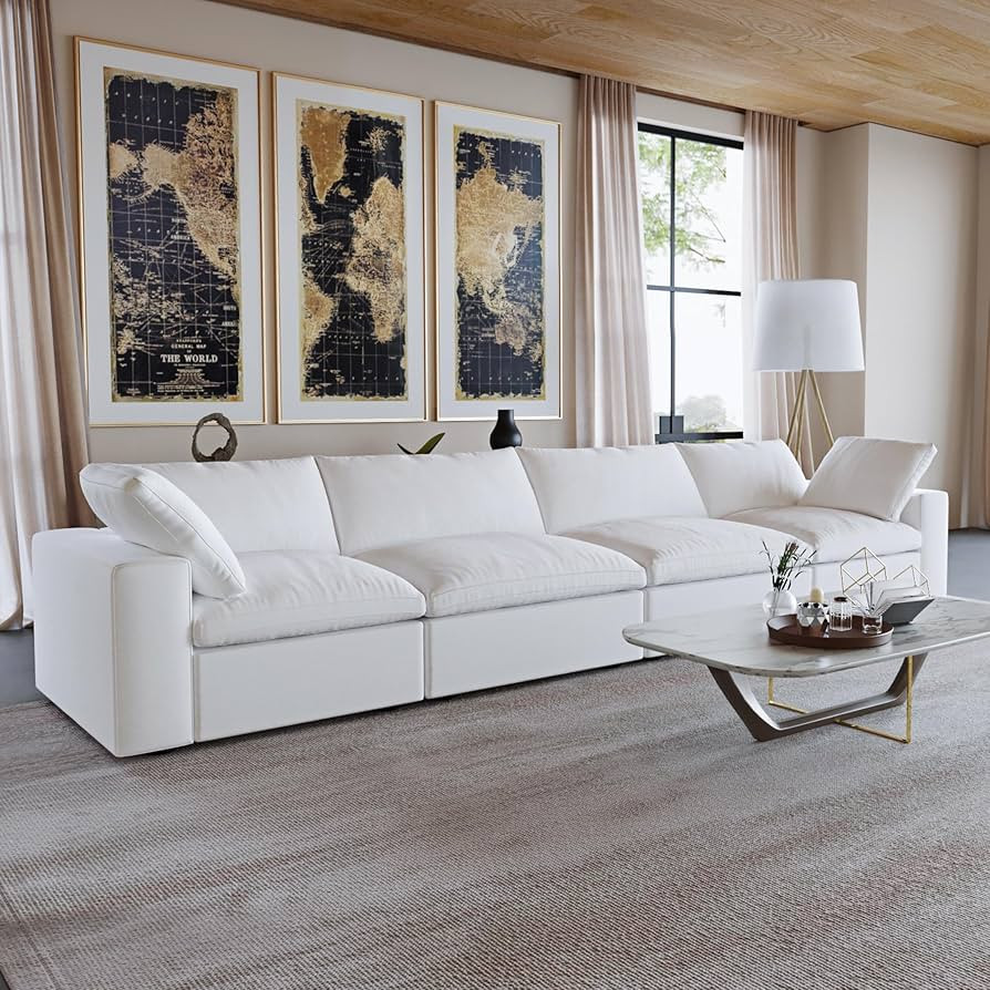160.6" Cloud Modular Sectional Sofa with Thick Cushion, Wide 4-Seater Minimalist Sofa Couch,Converti | Amazon (US)