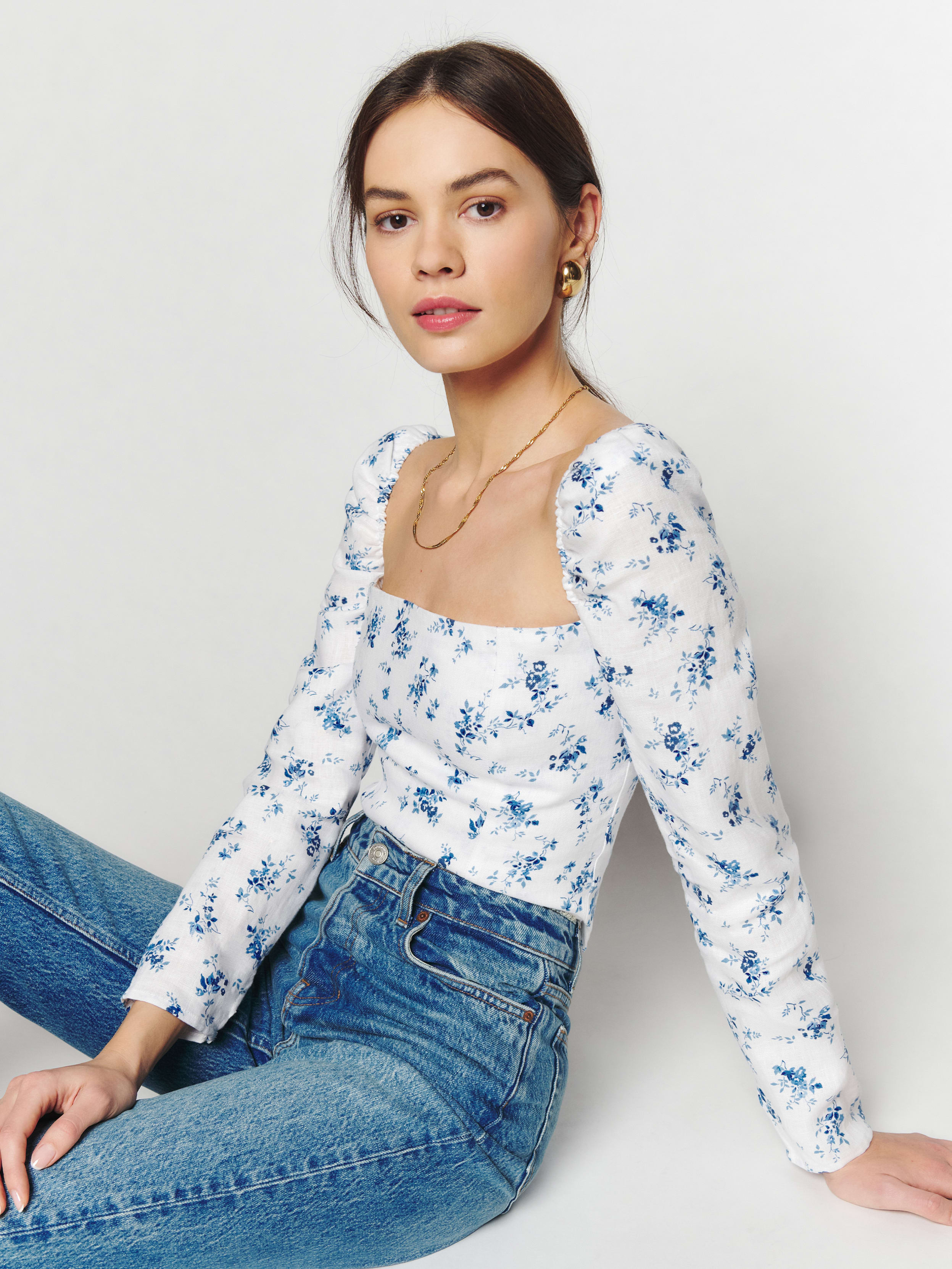 Khloe Linen Top | Reformation (Global)