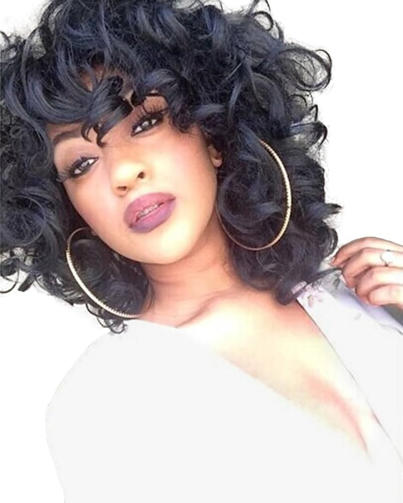 ELIM Curly Wigs for Black Women Short Kinky Curly Black Wigs for Women Big Curly Afro Soft Wig wi... | Amazon (US)