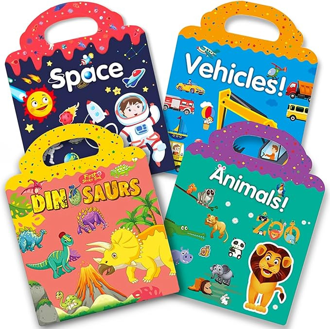 Reusable Quiet Sticker Books for Kids & Toddlers, 4 Sets Travel Stickers Story Busy Books for Tod... | Amazon (US)