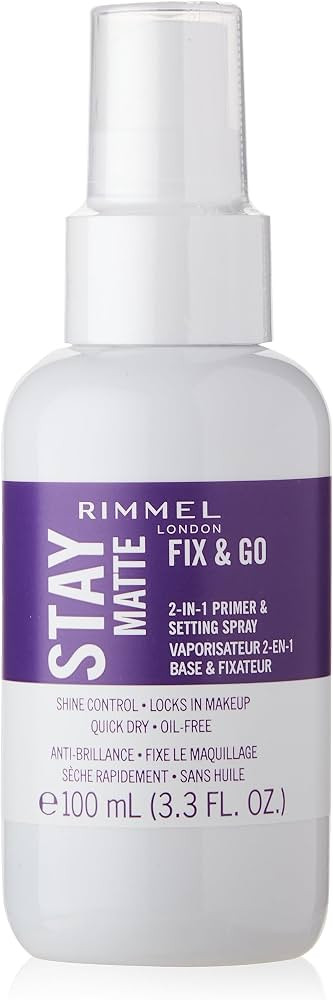 Rimmel London Stay Matte Fix & Go - 001 Transparent - 2-in-1 Primer & Setting Spray, Oil-Free, Lo... | Amazon (US)