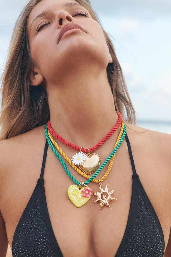 3-PACK CORD CHARM NECKLACES | Zara US