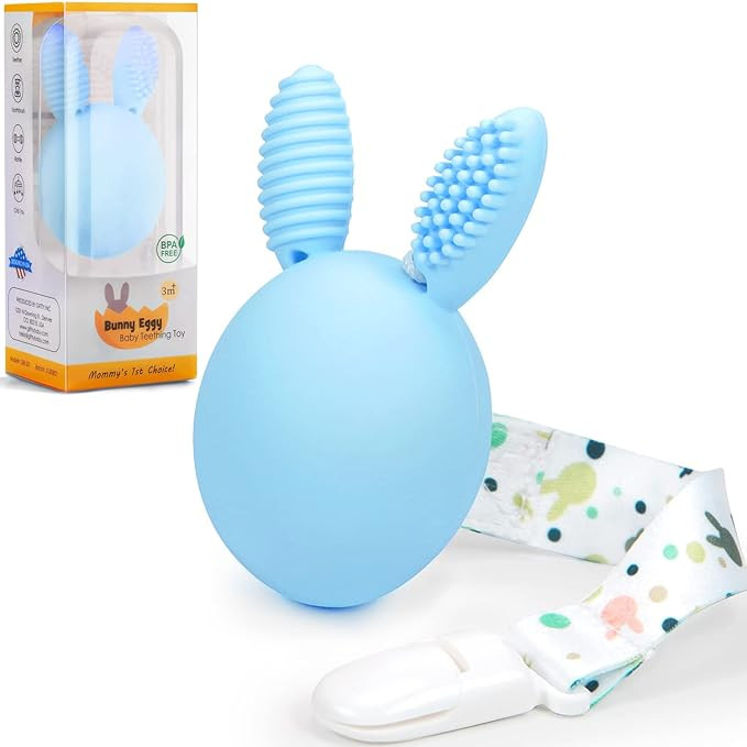 Bunny Eggy Baby Teething Toy Toothbrush Teether Rattle Easter Egg Bunny Rabbit Toy Teething Pain ... | Amazon (US)