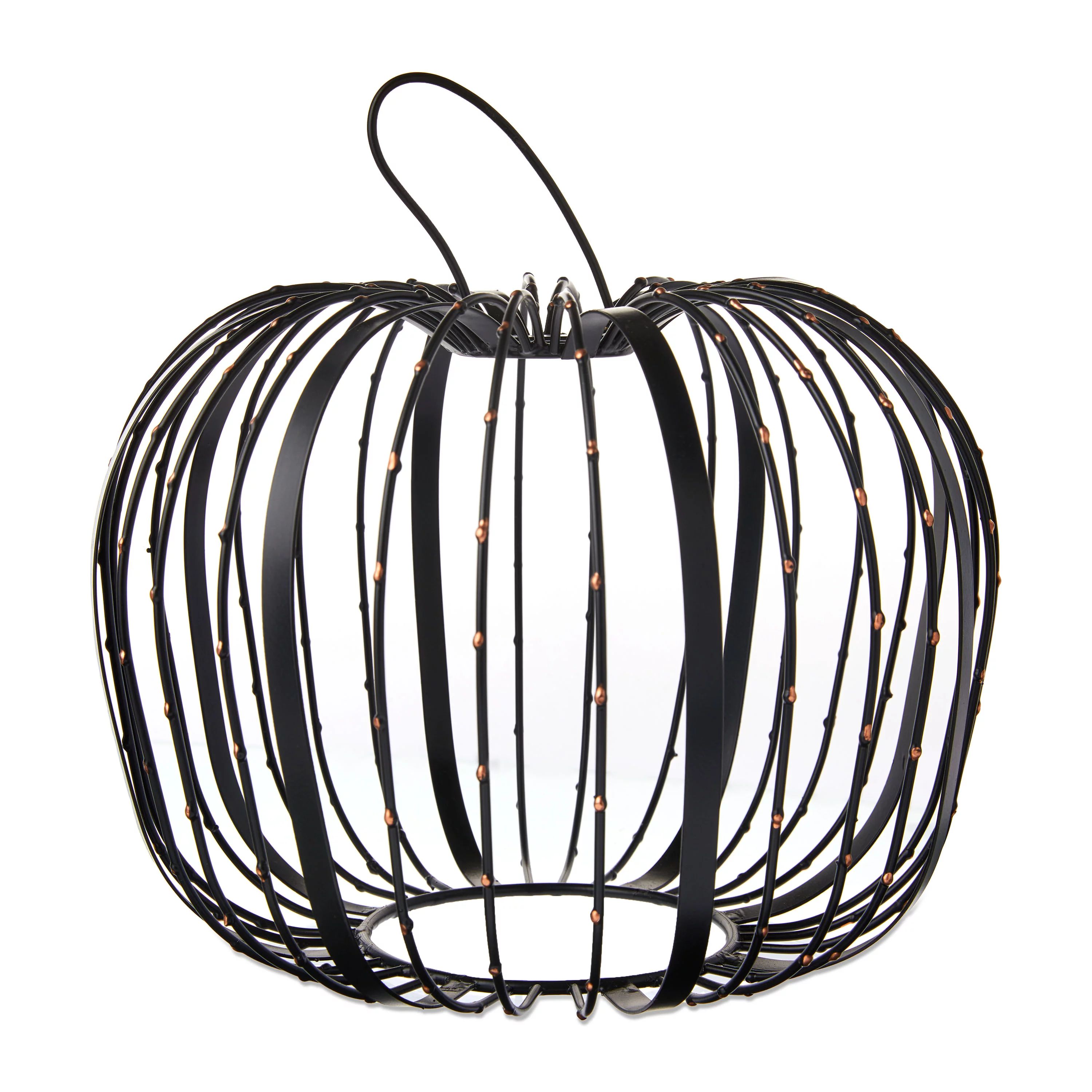 Halloween Black Metal Beaded Wire Pumpkin Decor with Copper Accents, 9.75", by Way To Celebrate | Walmart (US)