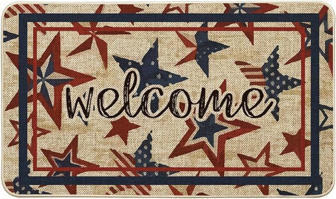 Artoid Mode America Stars Memorial Day Welcome Doormat, 4th of July Patriotic Independence Day Lo... | Amazon (US)