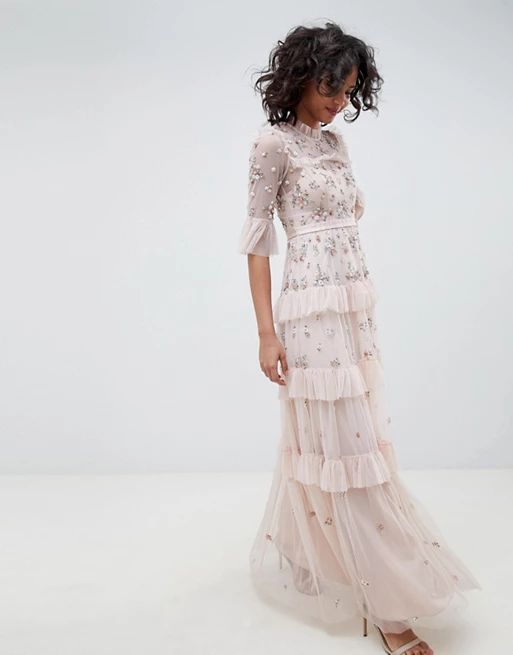 Needle & Thread embroidered maxi gown in rose | ASOS US