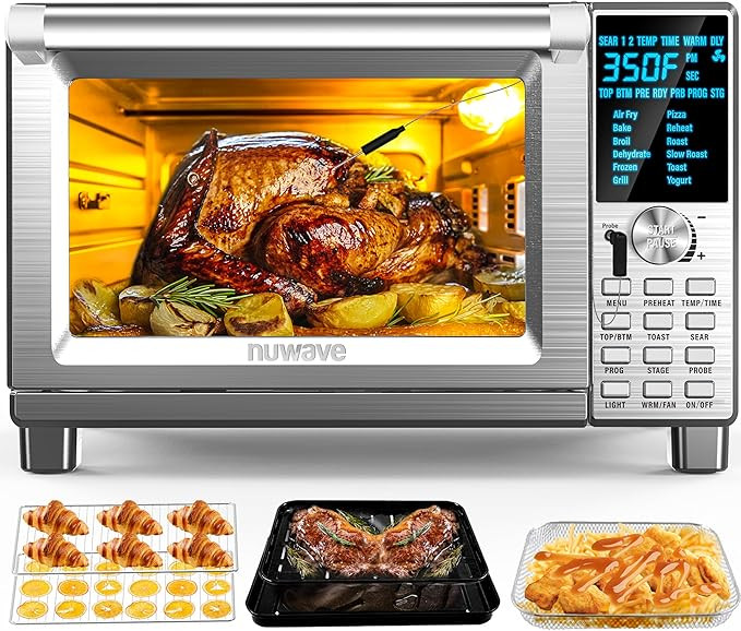 Nuwave Bravo Air Fryer Toaster Smart Oven, 12-in-1 Countertop Convection, 30-QT XL Capacity, 50°... | Amazon (US)