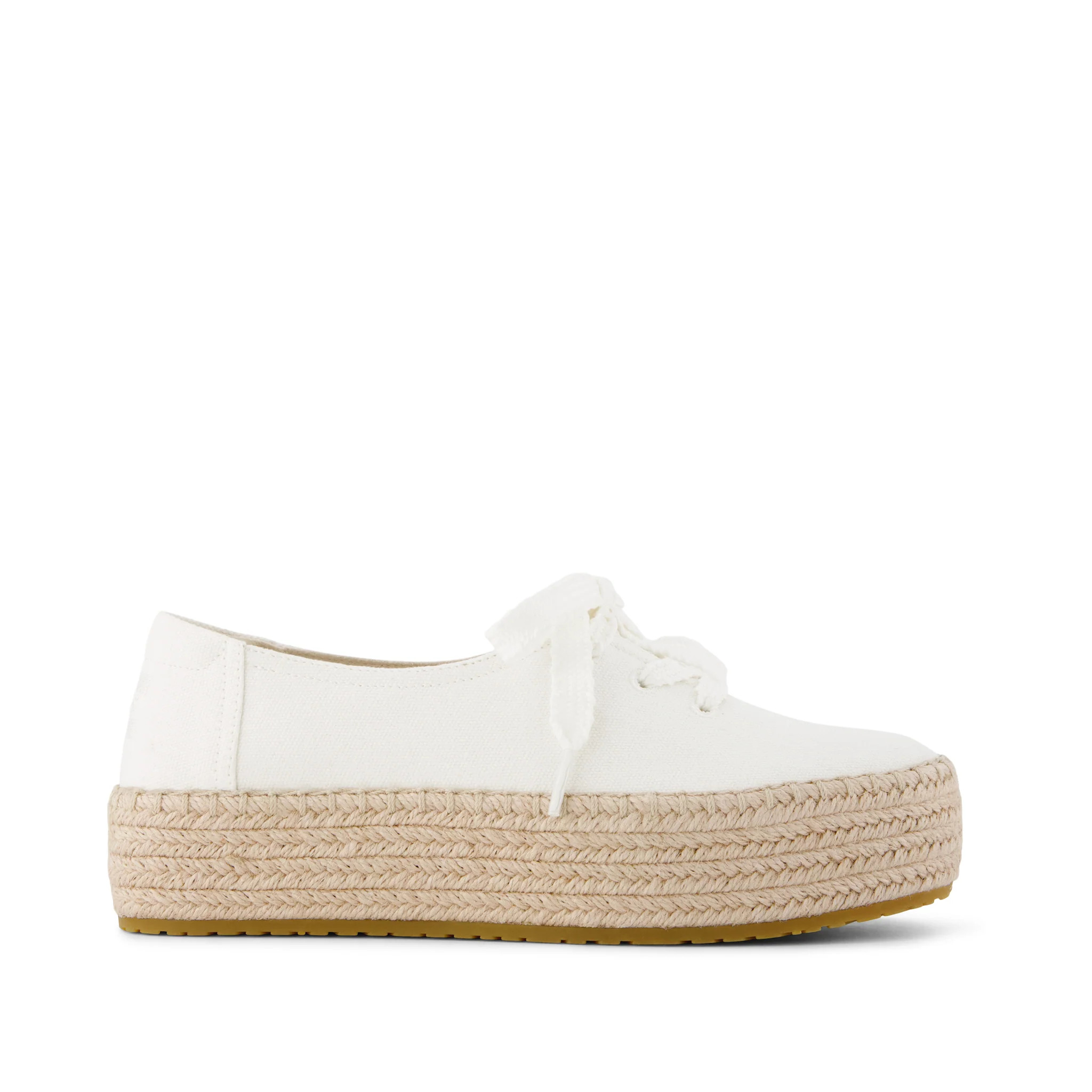 Womens Valencia Lace-Up Platform Espadrille White Canvas | Toms EMEA