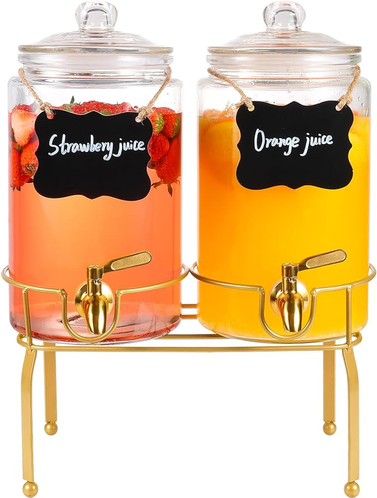 Drink Dispensers for Parties,1 Gallon Beverage Dispenser with Stand, [2 Pack] Drink Dispenser wit... | Amazon (US)