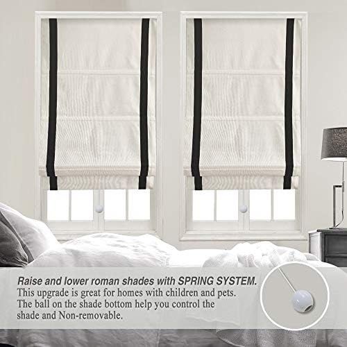 Cordless Roman Shades Window Blinds, White Black Premium Blackout Roman Window Shades, Custom Washab | Amazon (US)