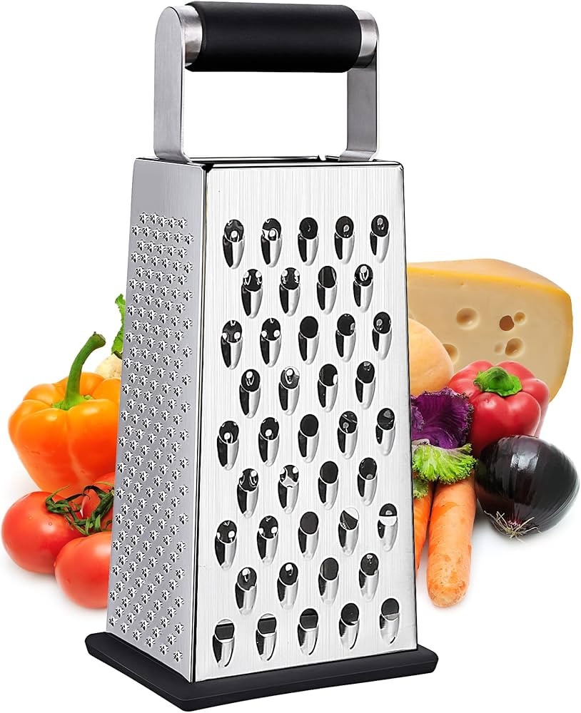 Cheese Grater, Box Grater for Cheese Stainless steel Vegetable Slicer Food Shredder 4-sided Conve... | Amazon (US)