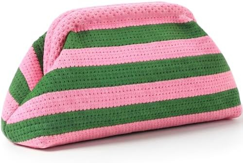 Hsei Clutch Purses for Women Summer Beach Woven Crochet Bag Cloud Dumpling Purses Striped Evening... | Amazon (US)