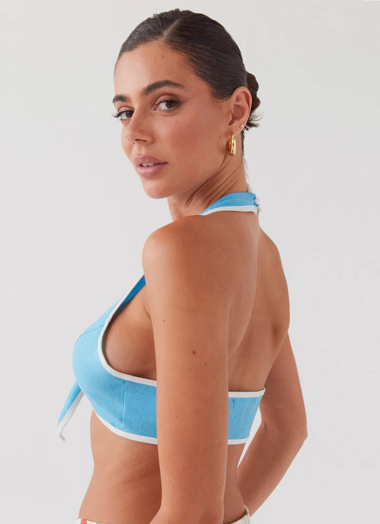 Isle Of Water Linen Tie Top - Azure | Peppermayo (Global)