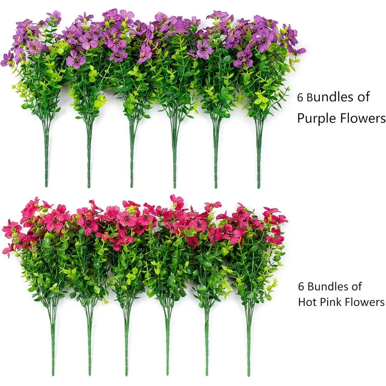Scidweet 12 Bundles Artificial Fake Flowers Outdoor, Faux Plants Plastic Flowers Spring Summer De... | Walmart (US)