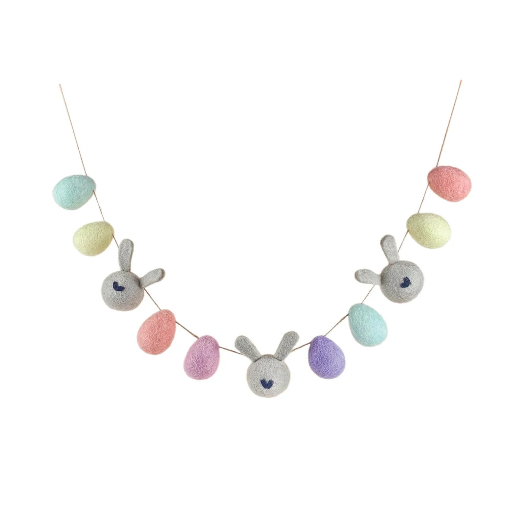 Easter Basket Pastel Egg & Rabbit Garland on Natural Jute Twine Easter Decor Choose Length - Etsy | Etsy (US)