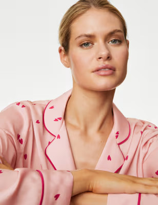 Dream Satin&trade; Heart Print Pyjama Set | Marks and Spencer AU/NZ