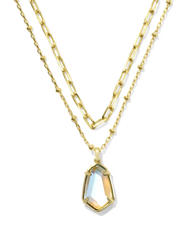 Alexandria Gold Satellite Multi Strand Necklace in Dichroic Glass | Kendra Scott