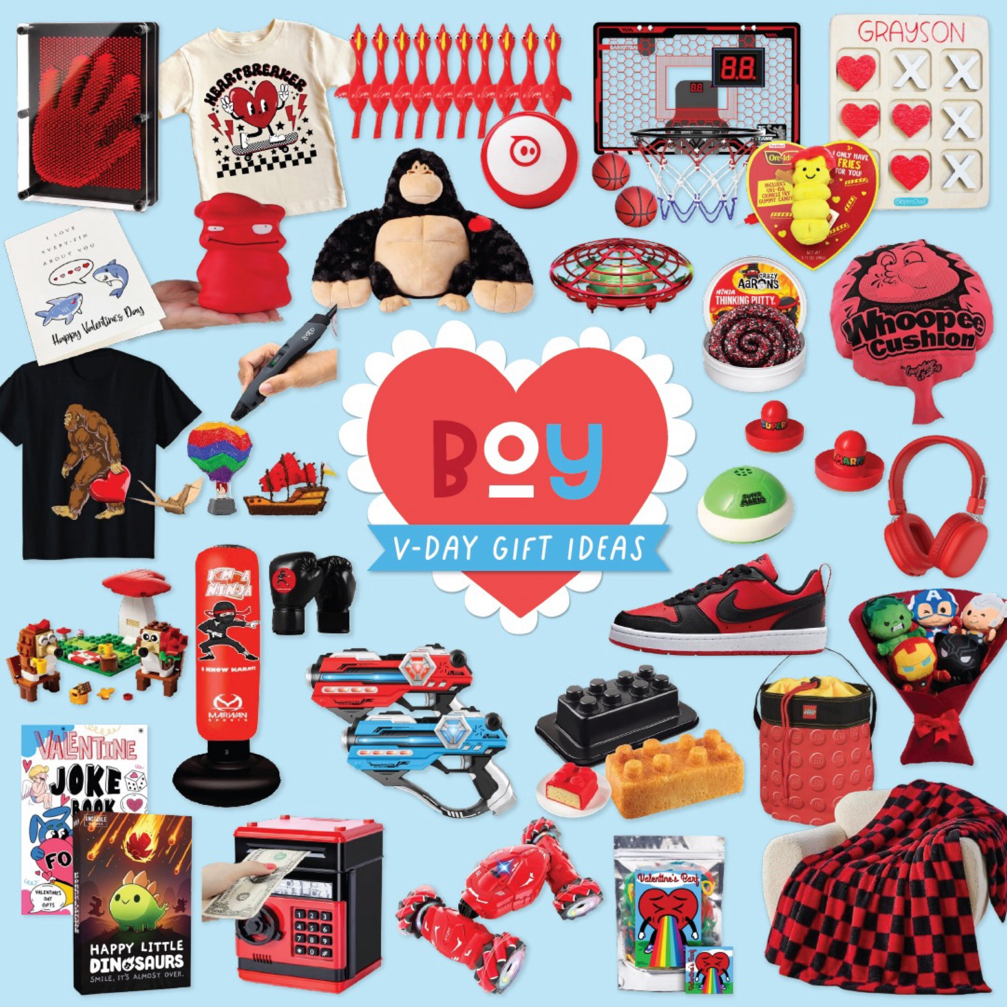 Whether they’re into laser tag, thinking putty, or cuddly stuffed animals, this guide is full of Valentine ideas that boys of all ages will love.

#ValentineForBoys #CoolAndThoughtful #LoveDayFun 

#LTKGiftGuide #LTKKids #LTKSeasonal