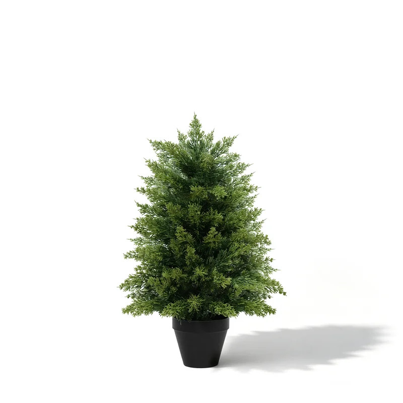 Artificial Cypress Topiary Trees-UV Resistant Faux Cypress Plants For Indoor Or Outdoor(Set Of 2) | Wayfair North America
