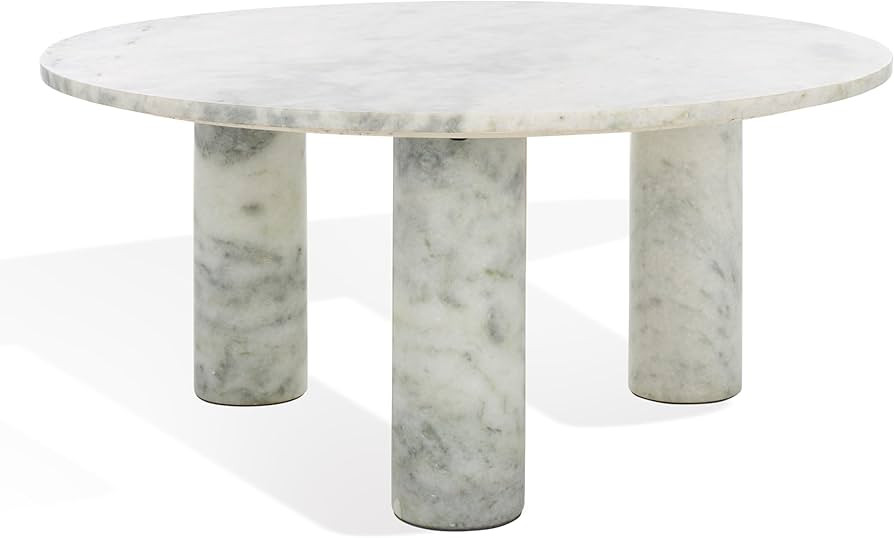 SAFAVIEH Couture Collection Giabella White Marble 3-Leg Round Top Coffee Table | Amazon (US)