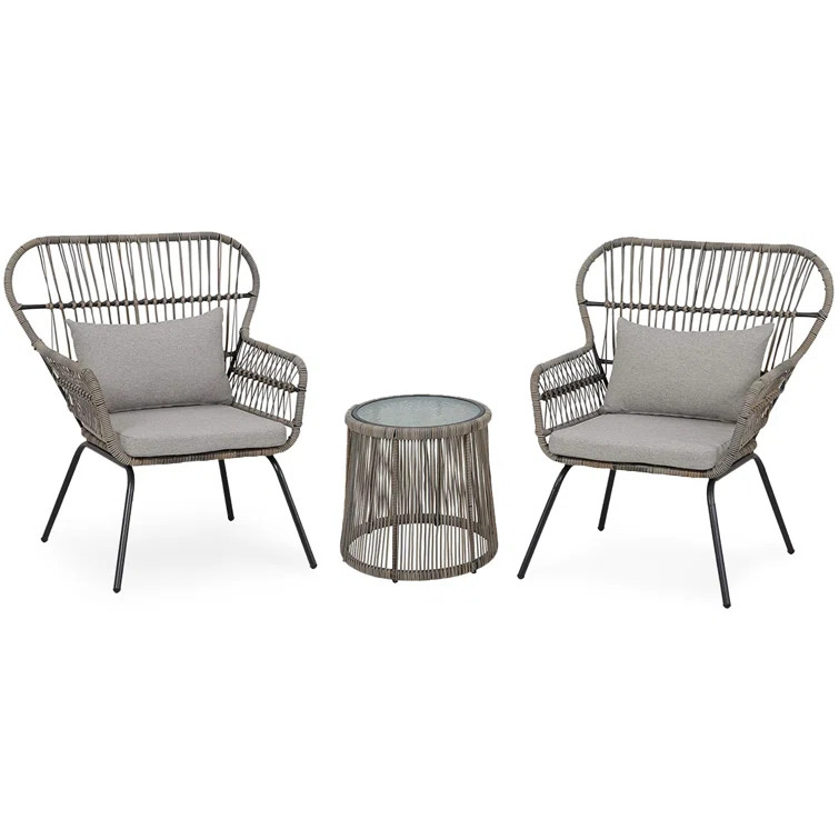 Winnie Outdoor 3 Piece Rattan Seating Group with Cushions | Wayfair Professional