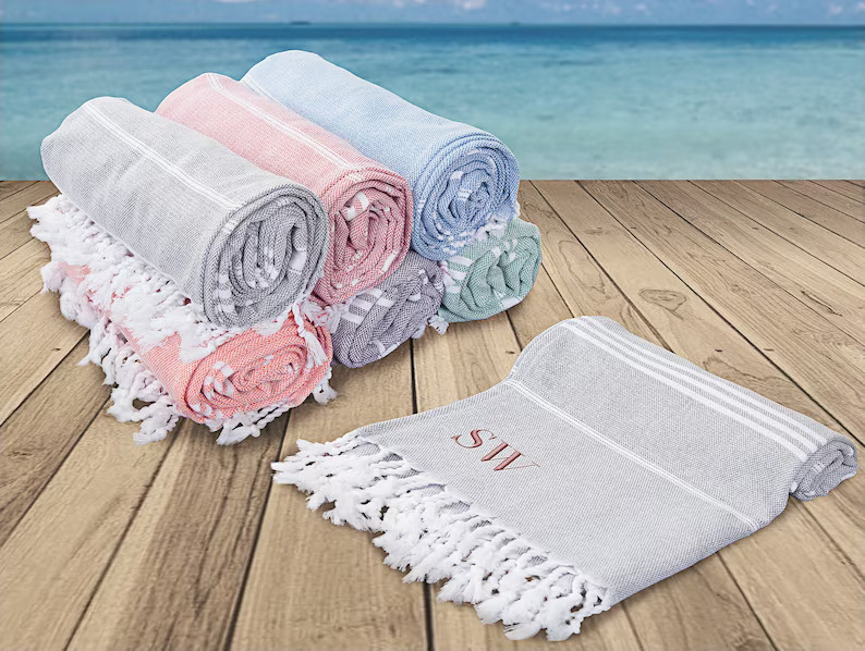 Personalized Turkish Beach Towel, Bridesmaid Gift, Turkish Towel, Beach Towel, Bride Tribe Brides... | Etsy (US)