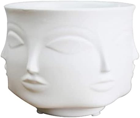Poitemsic Personality White Ceramic Small Succulent Cactus Face Planter Head Face Flowers Plant P... | Amazon (US)