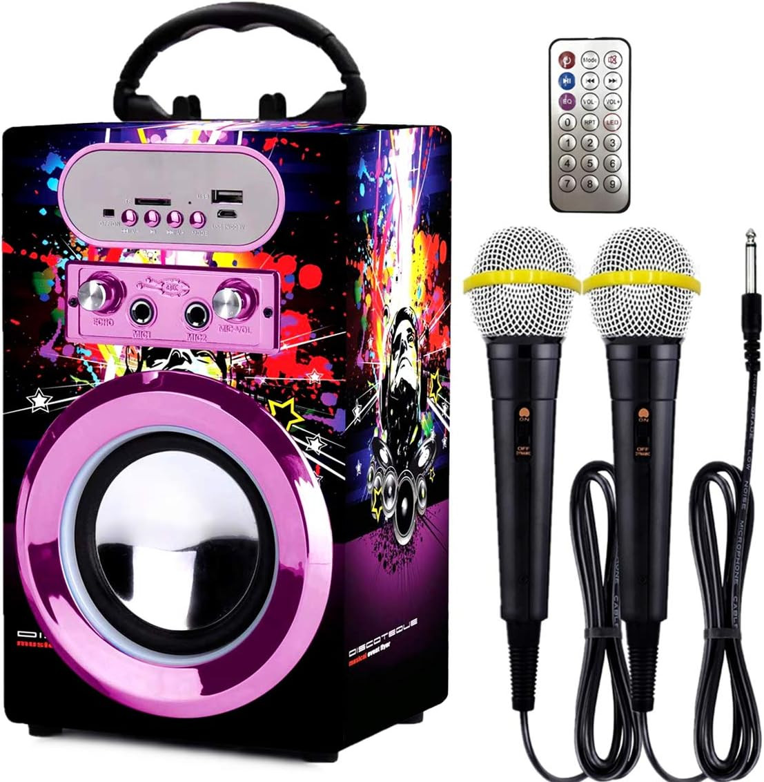 Kidsonor Kids Bluetooth Karaoke Machine with 2 Microphones, Wireless Rechargeable Remote Control ... | Amazon (US)